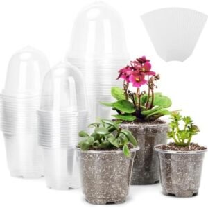 45 Packs 3.5/4/5 Inch Plant Nursery Pots with Humidity Domes Variety Pack, Clear Plastic Pots for Plants with Drainage Holes Seed Starting Pots for Seeding, Succulent, Flowers