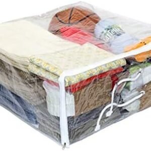 5-Pack Clear Vinyl Zippered Comforter Moving Storage Bags 21 x 21 x 10 Inch with Rope Handle