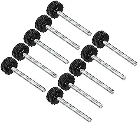 Knurled Clamping Knobs, M4 x 40mm Male Thread 16mm Head, Thermoset Plastic Thumb Screw Grip Bolt Knobs Black - (Applications: for Lathe Machinery), 10-Pieces