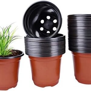 Plastic Nursery Plant Pot 100 Pack Flower Seedling Starter Pots for Little Garden Pots to Repot Succulents and Small Plants (100Pack)