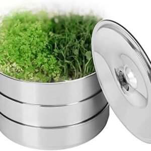 EBaokuup Stainless Steel Seed Sprouter Kit - Stackable 3-Tier Seed Sprouting Germination Tray Seed Sprout Grower Maker with Lid for Growing Broccoli Alfalfa Mung Beans