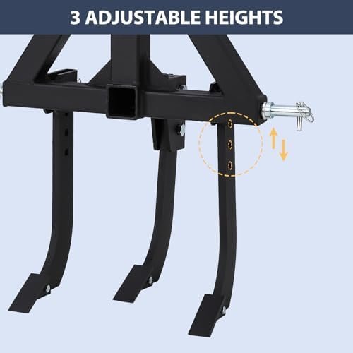 Middle Buster for CAT 0& 1, 3-Point Quick Hitch Tractors with 3 Adjustable & Replaceable Ripper Shanks, Upgraded Heavy Duty Steel Furrowing Plow - Image 2