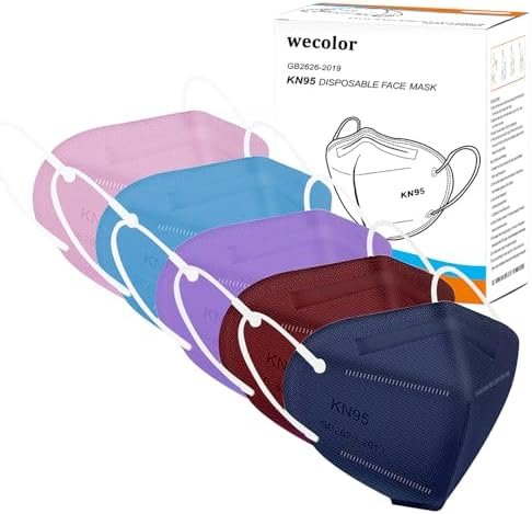 KN95 Face Masks 50 Pack 5-Ply Breathable Safety Respirator Multicolor Cup Dust Disposable KN95 Mask