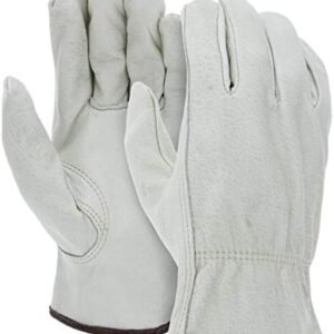 ATERET 12 Pairs Heavy Duty Durable Cowhide Leather Work Gloves I Driver Gloves for Truck Driving, Warehouse, Gardening
