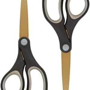 Westcott 55847 8-Inch Titanium Scissors For Office and Home, Black/Gold, 2 Pack