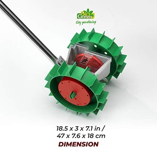 Super Seeder - Ergonomic Seed Planter Tool - Garden Seeder - Hand Seed Spreader with 5 Seed Disk Suitable for All Vegetables and Different Seed Sizes - Green/Red - Image 2
