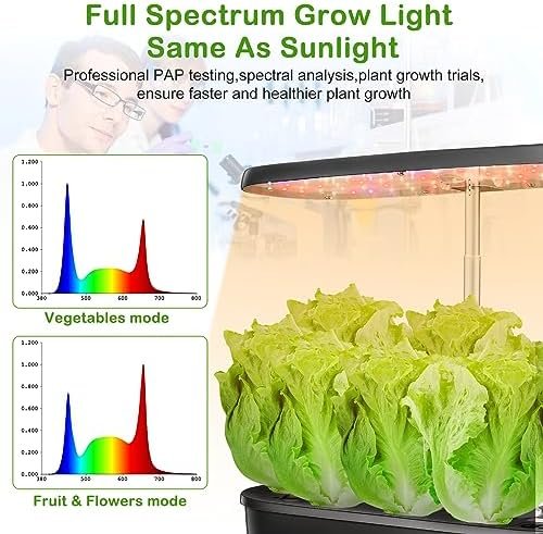 Hydroponics Growing System,12 Pods Indoor Garden Plant Germination Kit with Smart AI LED Grow Light,Auto Timer with Silent Powerful Pump,Adjustable Height for Home Office,No WIFI Function and APP - Image 7