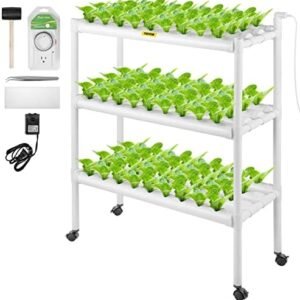 Hydroponics Growing System, 108 Sites 12 Food-Grade PVC-U Pipes, 3 Layers Indoor Planting Kit with Water Pump, Timer, Nest Basket, Sponge, for Fruits, Vegetables, Herbs, White