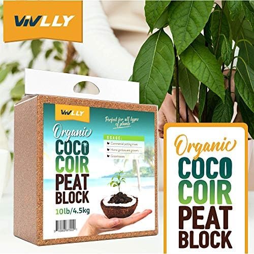 Organic Coco Coir Brick, Natural Seed Starter with Low EC and pH Balance, Enhance Root Growth in Herbs, Flowers, and House Plants, Organic with High Expansion - by Vivlly (10, Pounds) - Image 2