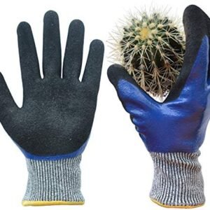 Durable Gardening Gloves for Men, Heavy Duty Nitrile Garden Gloves, Double Coated Work Gloves, Cut Resistant, Puncture Proof, Water Resistant, Touch Screen (Medium)