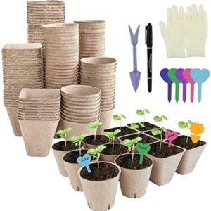 160 Pcs Peat Pots Seed Starter Pot, Seed Starter Tray Peat Pot for Seedling, Biodegradable Seedling Pots for Planting Plant Starter Pots Indoor