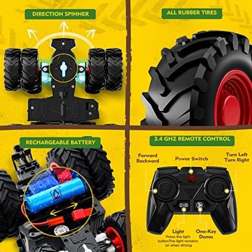Remote Control Tractor Toy, Kids RC Tractor Set & Truck and Trailer Front Loader - Metal Car Head/8 Wheel/Light, Toddlers Farm Vehicle Toys for 3 4 5 6 7 8 9 Year Old Boys Girls Birthday Gift - Image 7