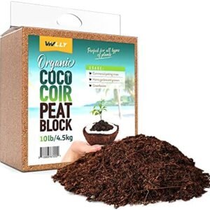 Organic Coco Coir Brick, Natural Seed Starter with Low EC and pH Balance, Enhance Root Growth in Herbs, Flowers, and House Plants, Organic with High Expansion - by Vivlly (10, Pounds)