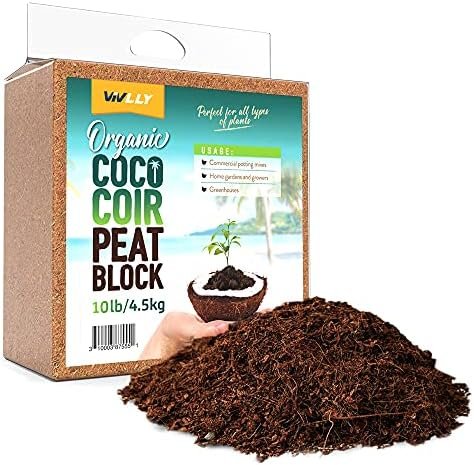 Organic Coco Coir Brick, Natural Seed Starter with Low EC and pH Balance, Enhance Root Growth in Herbs, Flowers, and House Plants, Organic with High Expansion - by Vivlly (10, Pounds)
