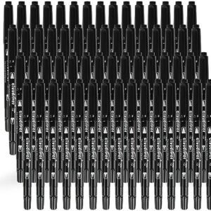 Ultra Fine Permanent Markers, 60 Bulk Pack Twin Tip Black Permanent Marker Set, Waterproof and Quick Drying