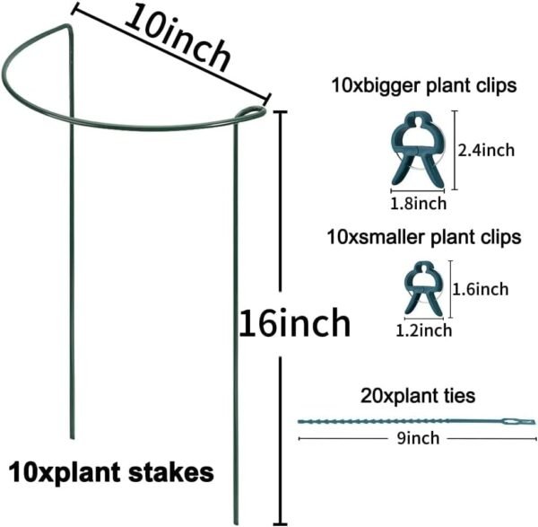TCBWFY 10 Pack Plant Support Stakes for Peony,10"Widex16"High Heavy Duty Peony Cages and Support,Metal Peony Supports for Outdoor Indoor Plants,Plant Supports for Peony,Tomatoes,Hydrangea,Rose - Image 2