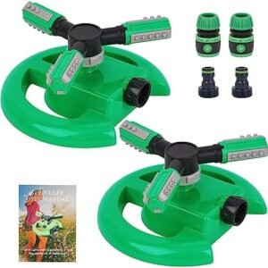 Lawn Sprinkler, Automatic Garden Water Sprinkler, Upgrade 360 Degree Rotation Irrigation System, Large Area Coverage, Sprinkler for Yard, Lawn, Kids and Garden-2 Pack(Light Green)…