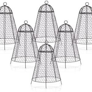 Garden Cloches for Plants Set of 6 Chicken Wire Cloche for Plants Rustproof and Finer Mesh Plant Cages to Protect from Deer and Other Critter in Outdoor Vegetable Garden 20"H x 12"D Large Plant Cloche