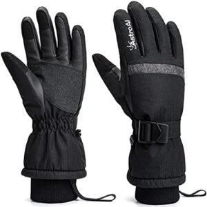 AstroAI Waterproof Gloves, Snow Gloves with Touchscreen, Warm Winter Gloves for Men Women, Ski Gloves for Cold Weather Running Cycling Snowboarding Driving Outdoor Work