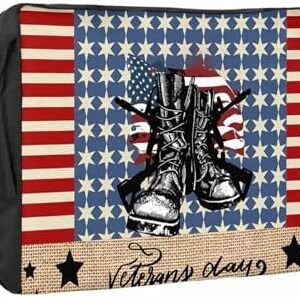 4th of July Outdoor TV Cover 32 Inch Veteran Soldier Boots TV Enclosure Independence Day American Flag TV Covers for Outside TV Display Screen Protector with Remote Control Pocket