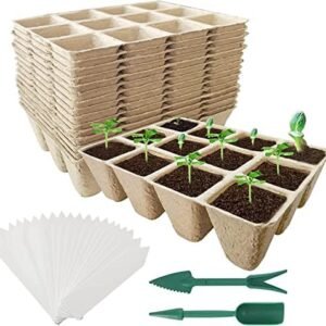 Seed Starter Tray,20 Pack Peat Pots for Seedlings Seed Starter Kit,240 Cells Biodegradable Seed Starter Pots Germination Seedling Trays,Organic Seed Starting Trays with 20 Pcs Plant Labels