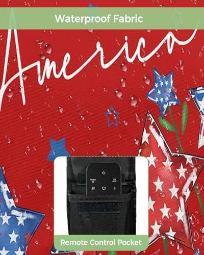 4th of July Outdoor TV Cover 32 Inch Star American Flag Memorial TV Enclosure Independence Day Patriotic Liberty Red TV Covers for Outside TV Display Screen Protector with Remote Control Pocket - Image 3