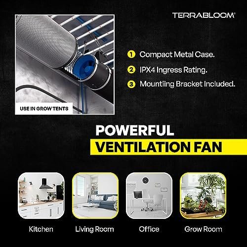 TerraBloom 6 Inch Inline Fan ECMF-150 - Quiet HVAC Grow Tent Fan with 0-100% Variable Speed Duct Fan Speed Controller, Premium Metal Casing 40-75% Energy Efficient EC Motor - For Large Spaces - Image 3