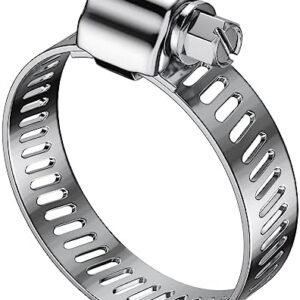 50pcs Hose Clamp, 3/8 – 5/8 Inch Stainless Steel Hose Clamps Adjustable Worm Gear Clamps for Automotive, Plumbing, and Intercooler, 10-16mm Clamping Range for Fuel Line, Pipe, and Radiato