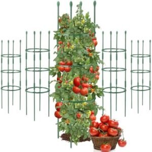 4-Pack Stable Tomato Cages for Garden, 48.5" Tall Plant Support Cages,Round Heavy-Duty Steel Cucumbers Stakes, Flowers Trellis for Vegetable Vertical Climbing Vines