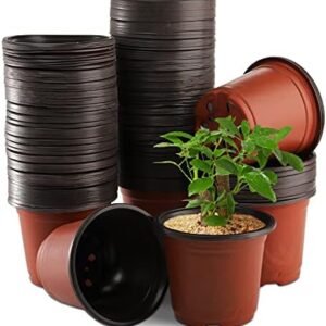 DEAYOU 200 PCS 4" Plastic Nursery Pots, Seed Starting Flower Pots Bulk with Drainage Holes, Small Seedling Plant Potting Pots Containers for Garden, Indoor, Outdoor, Succulents, Cuttings