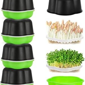 Elsjoy 4 Pack Seed Sprouter Tray with Lid, BPA-Free Nursery Tray Plastic Seed Germination Tray, Soil-Free Seed Growing Tray Set for Soybean, Peanut, Wheat Grass Seed