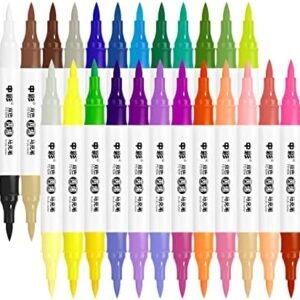 LIGHTWISH 48 Colors Acrylic Paint Markers,Upgraded Dual Tip and Dual Colors Acrylic Paint Pens,Waterproof,Never Fade Paint Markers for rock painting,wood,fabric,glass,canvas,stone,diy crafts