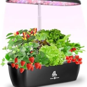 Hydroponics Growing System,12 Pods Indoor Garden Plant Germination Kit with Smart AI LED Grow Light,Auto Timer with Silent Powerful Pump,Adjustable Height for Home Office,No WIFI Function and APP