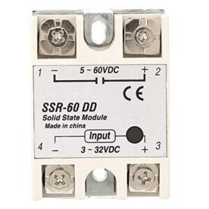 SSR-60DD DC-DC Machinery Control Solid State Relay 60A 3-32VDC to 5-200VDC Solid Module State Relays for Packaging Machinery, CNC Machine Tools