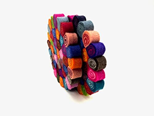 Handmade Trivet, Felt CandyCut Trivet, Potholders, Trivets, 100% Wool, Felt, Hot Pot Holders (Set of 2) Hot Pads, Durable, Heat Resistant Mat, Mats, Round Trivet (Multi) - Image 3