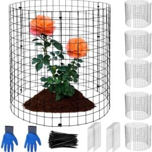 15Pcs Plant Protectors from Animals, 5 Pack 13'' Dia x 14'' H Plant Cage & Supports Metal Mesh to Keep Animals Out Garden Wire Protection from Rabbit Chicken Squirrel for Tree Flower Vegetable