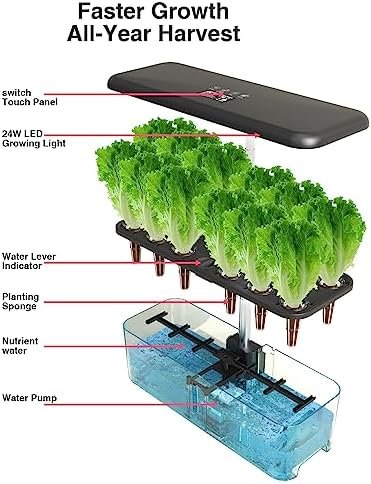Hydroponics Growing System Indoor Garden - VOCRS 12 Pods Herb Garden Kit Indoor with LED Grow Light, Plants Germination Kit(No Seeds) with Pump System, Adjustable Height Up to 17.7" for Home, Black - Image 3