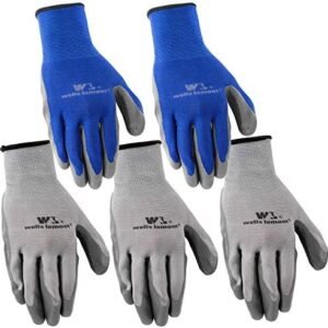 5-Pair Pack Wells Lamont Nitrile Work Gloves | Lightweight, Abrasion Resistant | Large (580LA), Grey