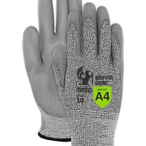 MAGID Polyurethane Coated ANSI A4 Cut-Resistant Firm Grip Work Gloves, 12 Pairs, Size 9/Large, GPD452