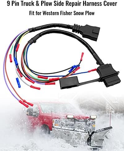 9 Pin Truck and Plow Side Repair Harness Cover Fit for Western Fisher Snow Plow Truck Side 49308 & Plow Side 49317 (with Dust Cover) - Image 2