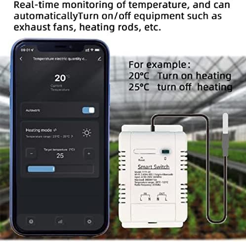 WiFi Temperature Controller Sensor Module, Tuya app Wireless Remote 16A Smart Switch with Energy Consumption Monitoring,Work with Alexa Google - Image 3