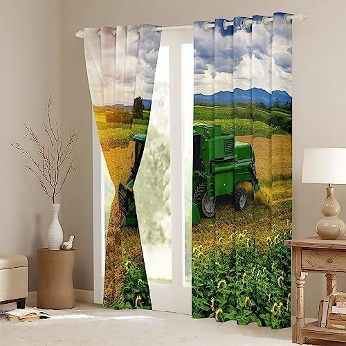 Tractor Darkening Drapes (2 Panels, 42 x 84 Inch) Farmland Curtains for Bedroom Living Room Kids Decor Western Farm Tractor 30%-50% Blackout Curtains Vehicle Window Treatments Machinery Truck - Image 3