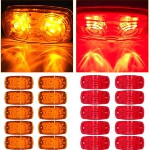 10 x 12 Led Amber Light Trailer Marker Light 12Led Red Light Rectangle 12 Led For Freightliner 1999-2004 2006-2011 2013-2017,For International Harvester 2006 2008-2012 2014 2016-2017
