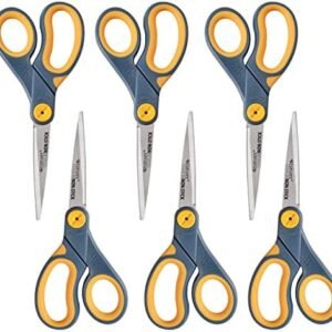 Westcott ‎17597 8-Inch Non-Stick Titanium Scissors For Office and Home, Blue/Gray, 6 Pack