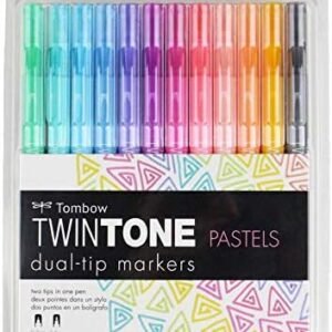 Tombow 61501 TwinTone Marker Set, Pastel, 12-Pack. Double-Sided Markers Perfect for Planners, Journals, Doodling, and More!