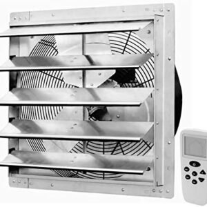 iLiving 18" Shutter Exhaust Fan with Wireless Smart Remote Controlled Thermostat and Humidity, Variable Speed Wall Mounted Attic Vent Fan, Chicken Coop Ventilation, 1736 CFM, 2600 SQF Coverage Area