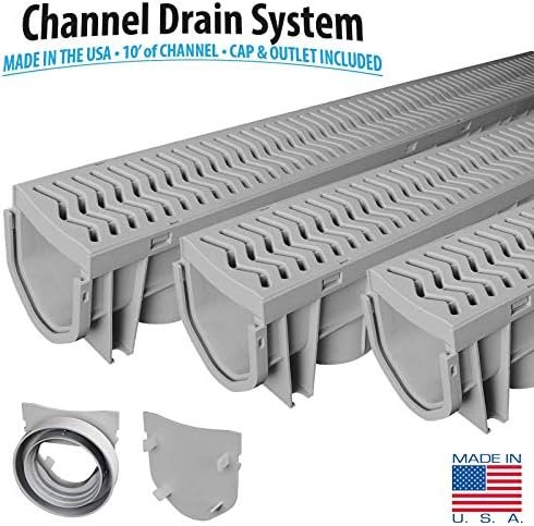 Source 1 Drainage Trench and Driveway Channel Drain with Concrete Grey Grate, 3-Pack - Image 2