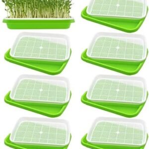 8-Pack Seed Sprouter Tray Soil-Free Wheatgrass Beans Seeds Grower and Storage Trays BPA Free Nursery Tray Seed Germination Tray for Gardening Indoor