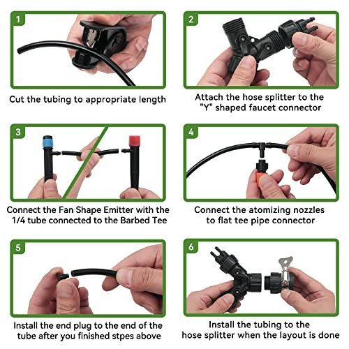 Drip Irrigation Kit, 200FT/60M Garden Irrigation System, Automatic Irrigation System with Drip Irrigation Emitters Sprinkler Nozzle for Greenhouse, Patio and Lawn - Image 5