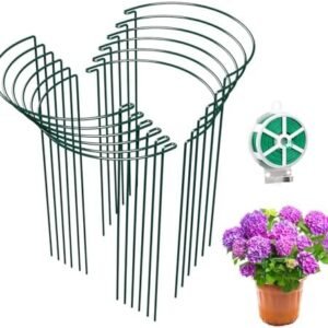 12 Pack Garden Plant Support Stakes, Half Round Peony Cages and Supports, Metal Garden Support Ring, Border Support for Outdoor Indoor Plants, Peony, Hydrangea,Tomato, Monstera